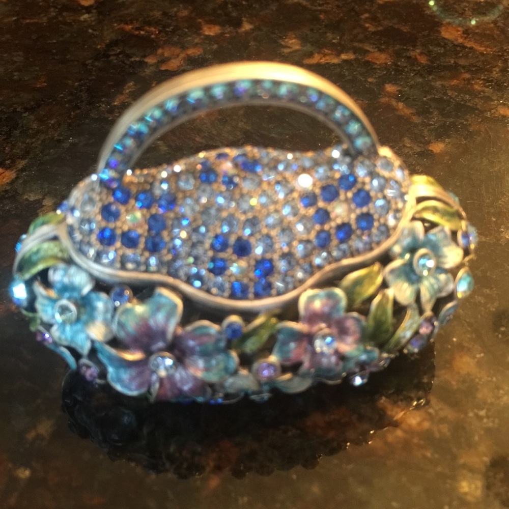 Enamel Rhinestone Studded Handbag Keepsake Box - Picture 2 of 4